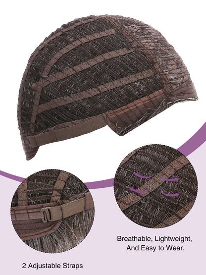 Isabelle in Soft Silver | Short Straight Synthetic Wig | Silver Wefted Wig by Rieker Wigs