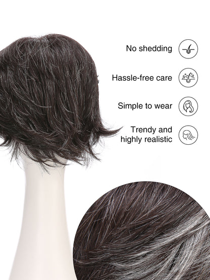 Isabelle in Soft Silver | Short Straight Synthetic Wig | Silver Wefted Wig by Rieker Wigs