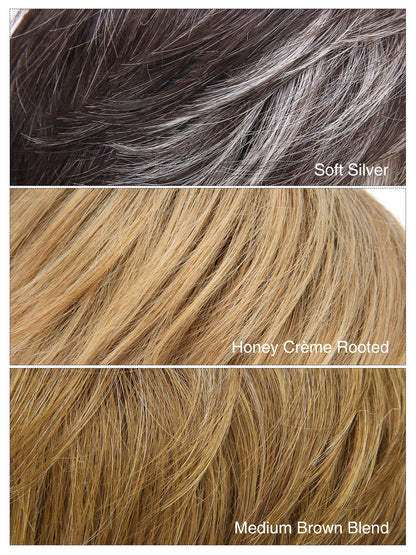 Isabelle in Soft Silver | Short Straight Synthetic Wig | Silver Wefted Wig by Rieker Wigs