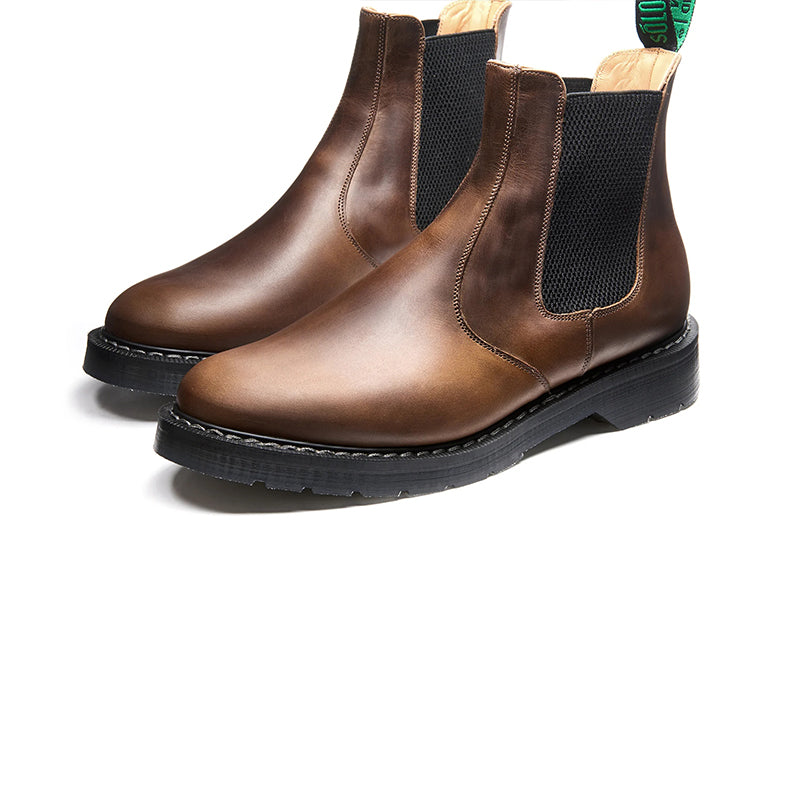 Solovair Gaucho Crazy Horse and Black Greasy Dealer Chelsea Boots S0900
