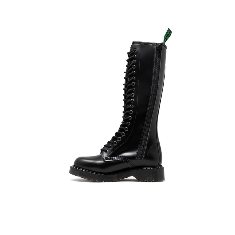 Solovair Women's Boots Black Hi-Shine 20 Eye Derby Boot S2020