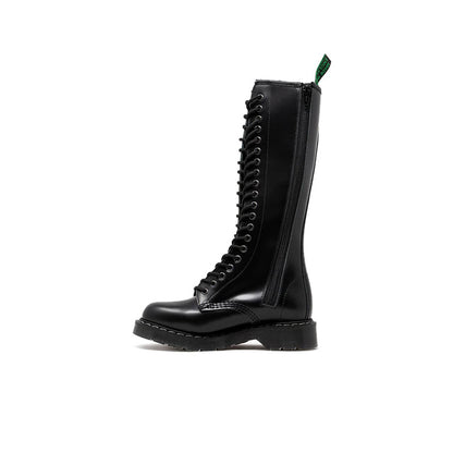 Solovair Women's Boots Black Hi-Shine 20 Eye Derby Boot S2020