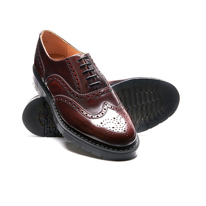 Solovair Men's Leather Shoes Burgundy Rub-Off English Brogue Shoes S5811