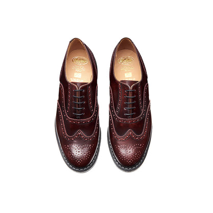 Solovair Men's Leather Shoes Burgundy Rub-Off English Brogue Shoes S5811