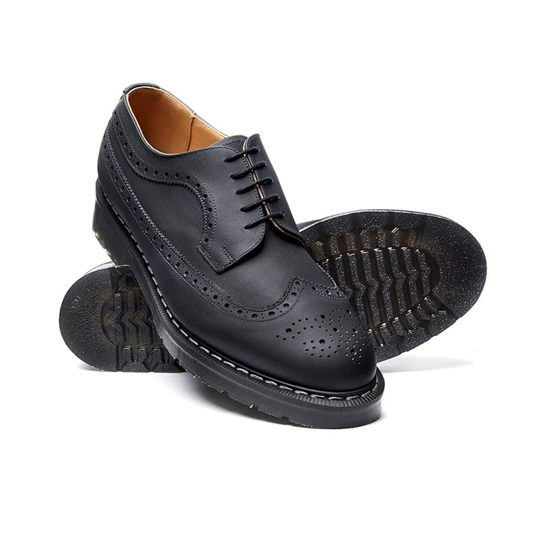 Solovair Men's Leather Shoes Black 5 eye American Brogue Shoe S5812