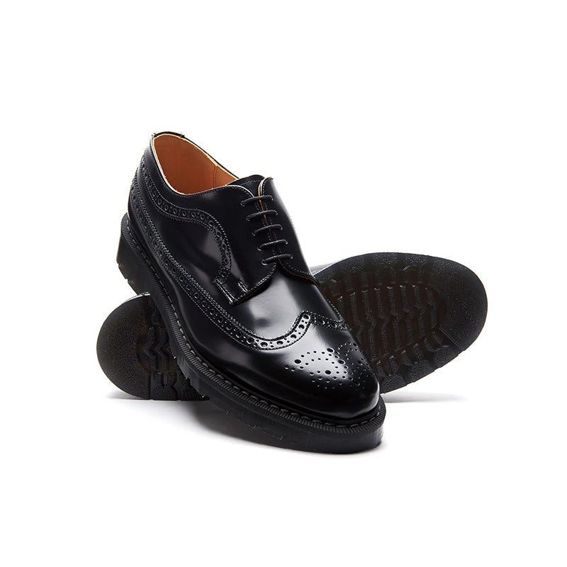 Solovair Men's Leather Shoes Black 5 eye American Brogue Shoe S5812