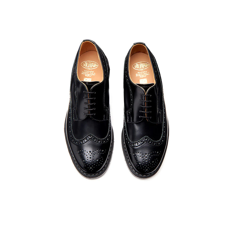 Solovair Men's Leather Shoes Black 5 eye American Brogue Shoe S5812