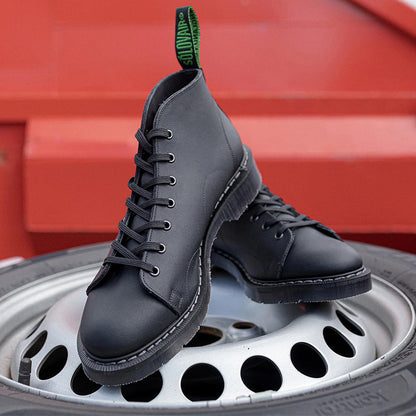 Solovair Unisex Boots Black Greasy Monkey 7 Eye Boots S7116