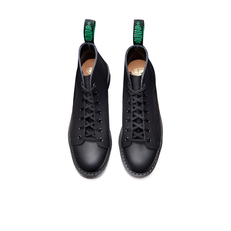 Solovair Unisex Boots Black Greasy Monkey 7 Eye Boots S7116