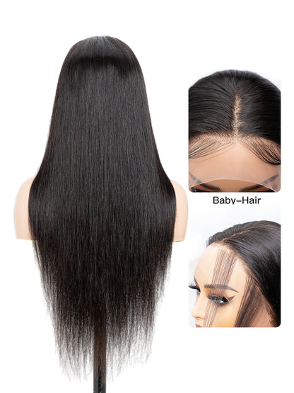 Long Straight Virgin Human Hair Wig - Natural Black 180 Density Wig | Lewis and Ailsa