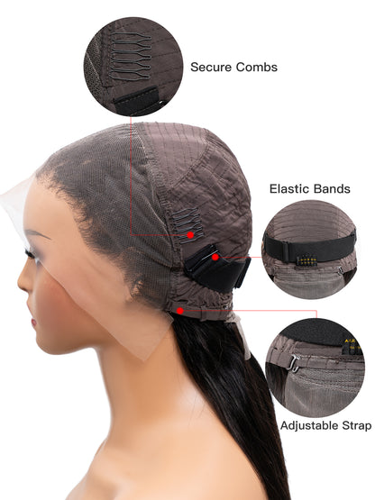 Long Straight Virgin Human Hair Wig - Natural Black 180 Density Wig | Lewis and Ailsa