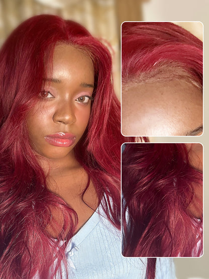 Burgundy Human Hair Wig 13x4 HD Lace Frontal | Straight 180% Density