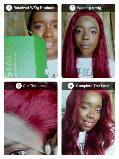 Burgundy Human Hair Wig 13x4 HD Lace Frontal | Straight 180% Density