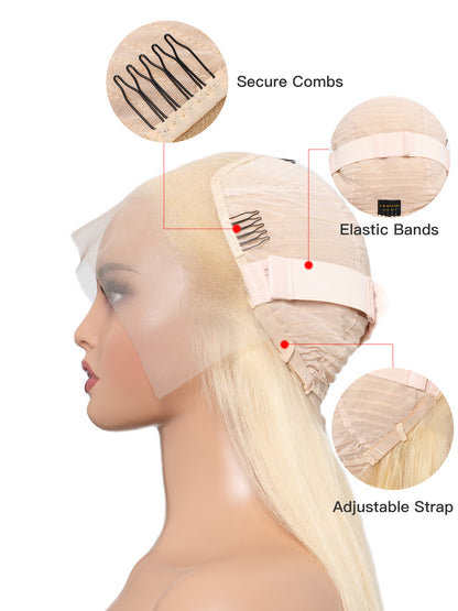 613 Blond Long Straight Wig - Human Hair HD Lace Front 150 Density Wig| Lewis and Ailsa