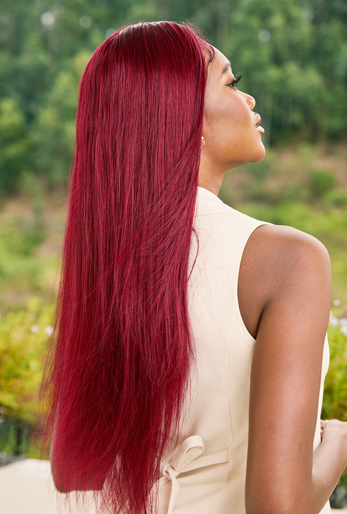 Burgundy Human Hair Wig 13x4 HD Lace Frontal | Straight 180% Density