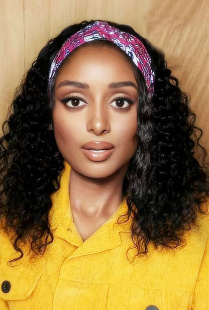 Front view perfection: Lewis and Ailsa human hair wigs frame the face with soft deep waves, while the different colored headbands provide color interest, beautiful, fun and fashionable, presenting a completely natural look.