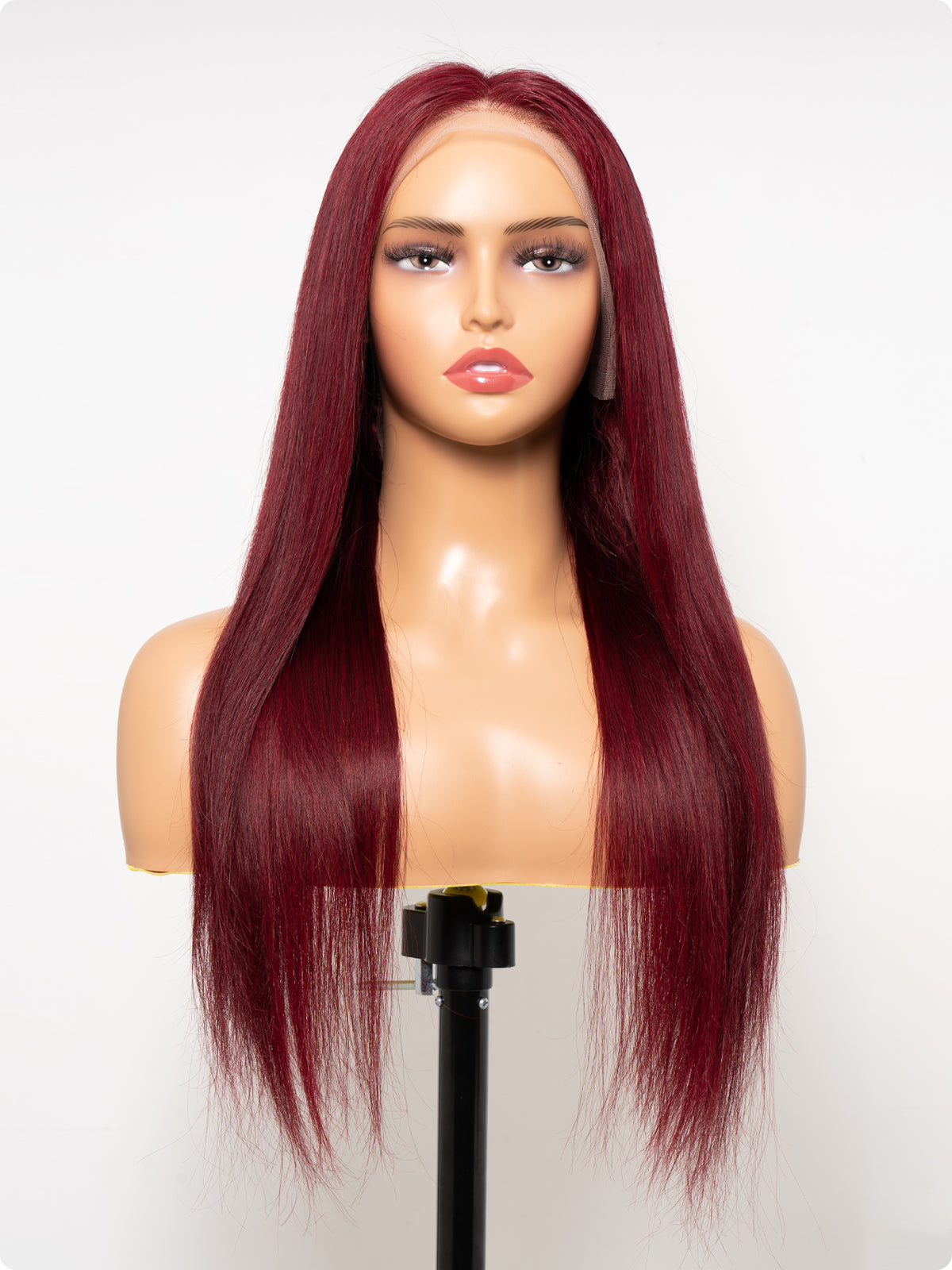 Lewis And Ailsa Burgundy Red 13*4 Transparent Lace Front Long Straight Wig 100% Human Hair