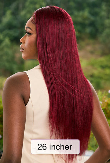 Burgundy Human Hair Wig 13x4 HD Lace Frontal | Straight 180% Density